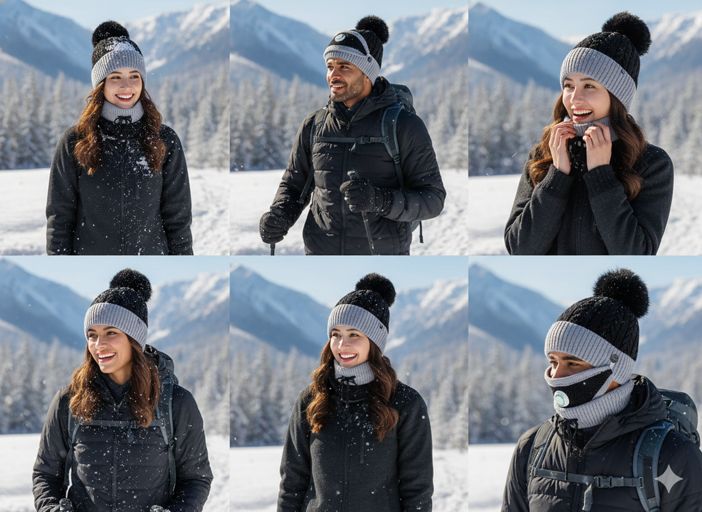 Unisex Winter Knit Beanie Cap Hat Neck Warmer Scarf