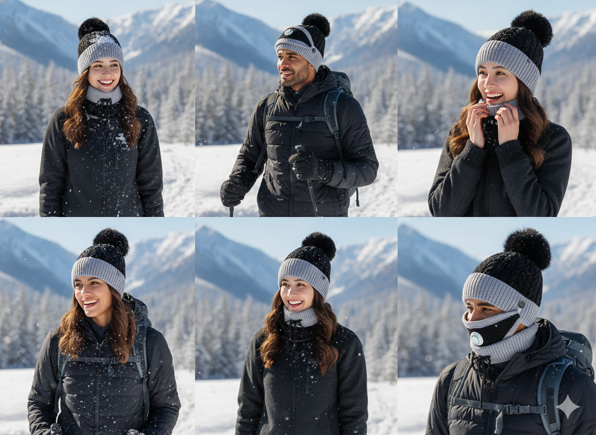 Unisex Winter Knit Beanie Cap Hat Neck Warmer Scarf